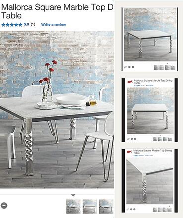 Crate and Barrel uses product shots from multiple angles to sell a "lifestyle" - not just a product