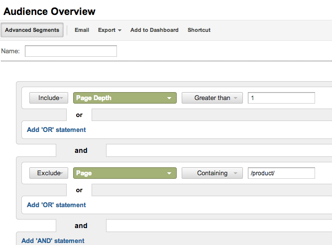 Google Analytics Advanced Segment for measuring Site Searchability