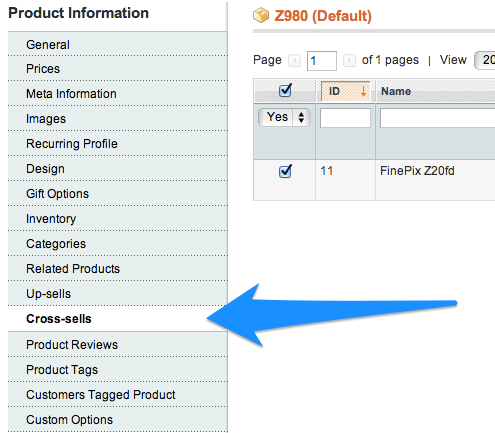 magento cross-sells