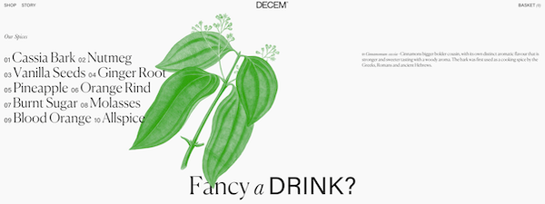 DECEM gin product page conversion example screenshot