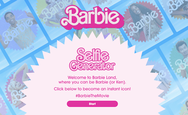 Barbie Selfie Generator home page 
