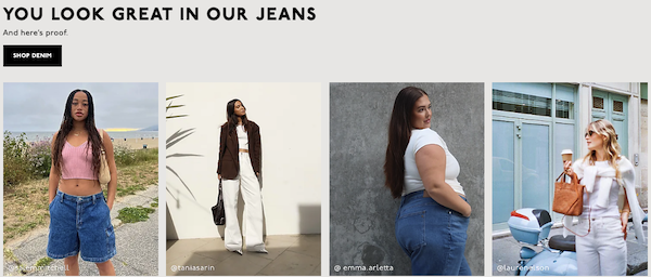 Madewell denim models as examples of user-generated content 