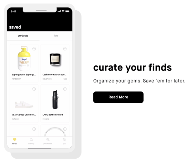 nate app saved products home page trend forecasting Salsify