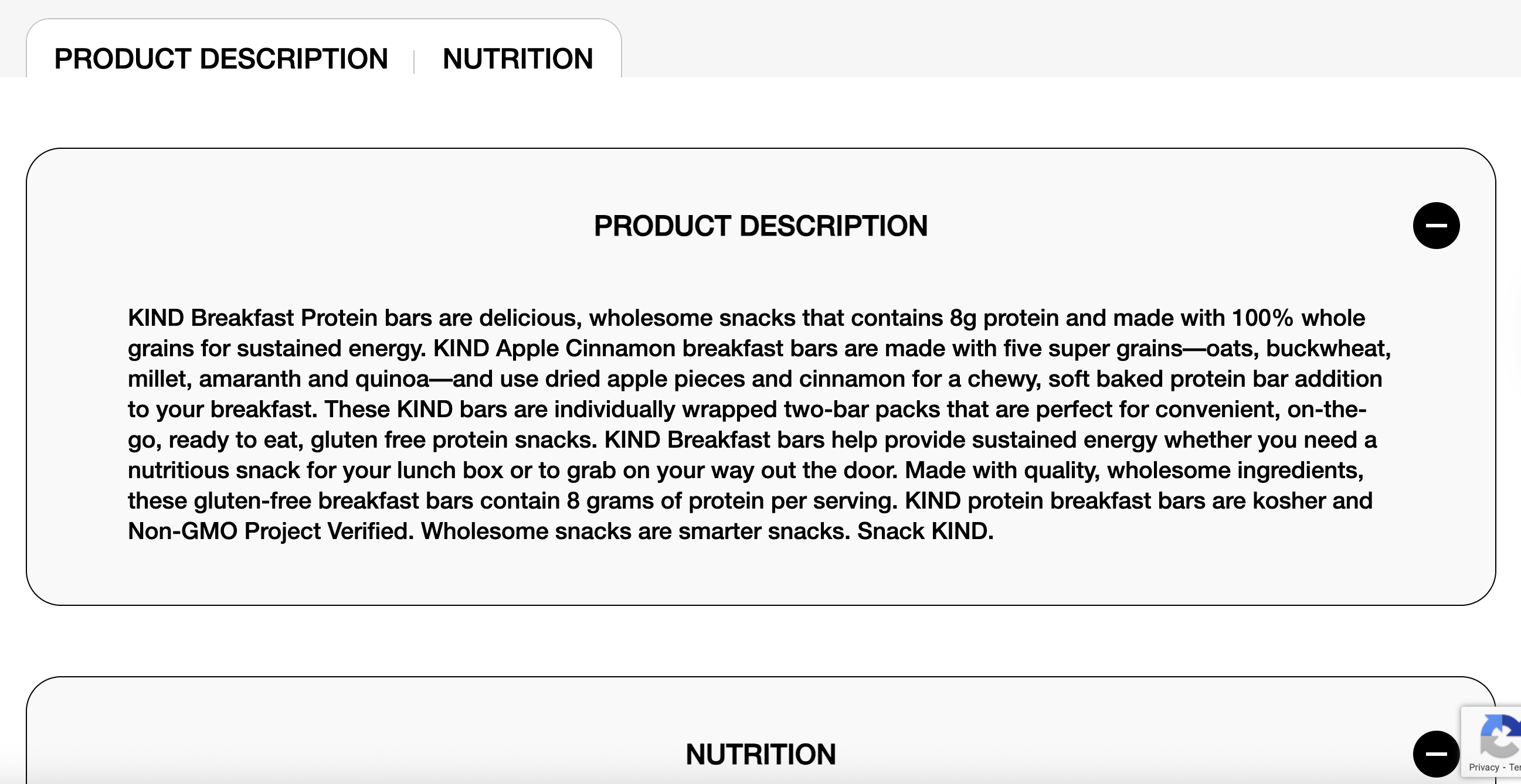 KIND product description writing examples