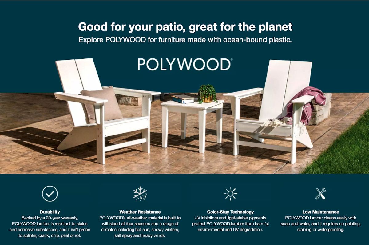 Polywood Target Screenshot of Brand Landing Page