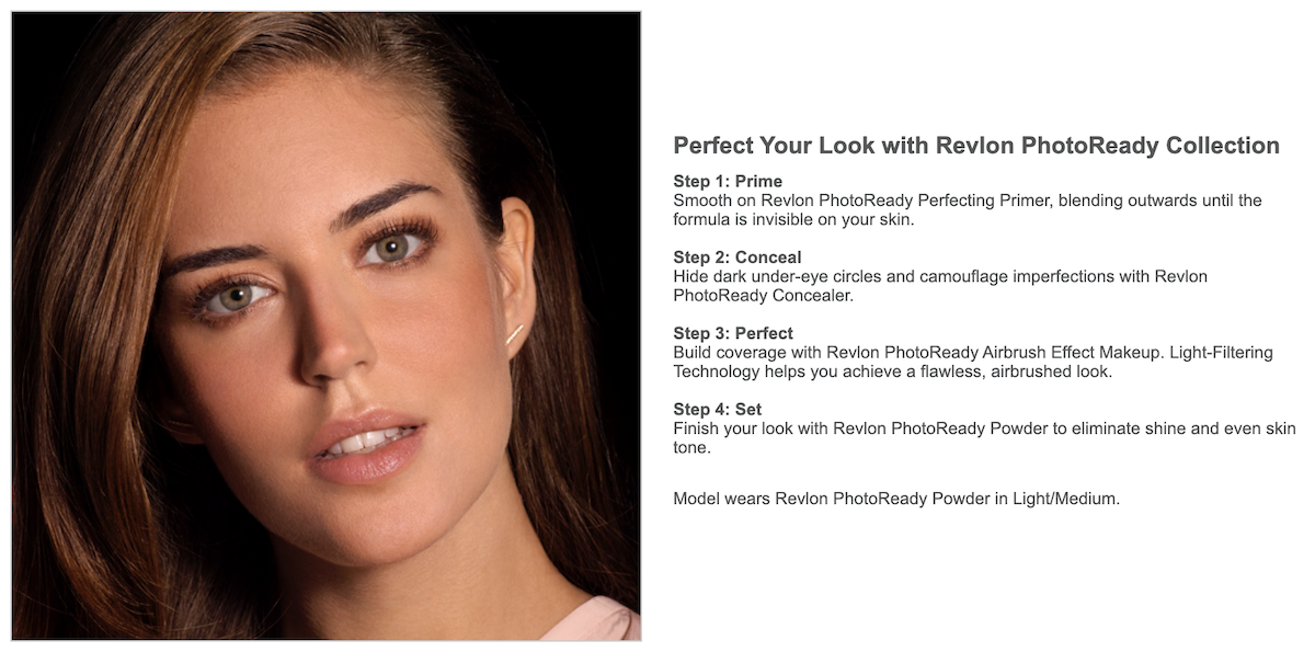 Revlon Product Page Enhanced Content Screenshot Salsify Beauty Brands