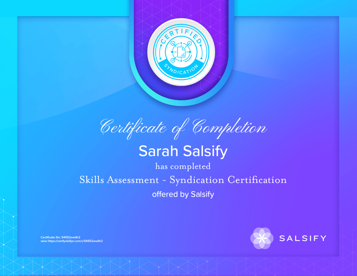 Salsify Syndication Certificate Example