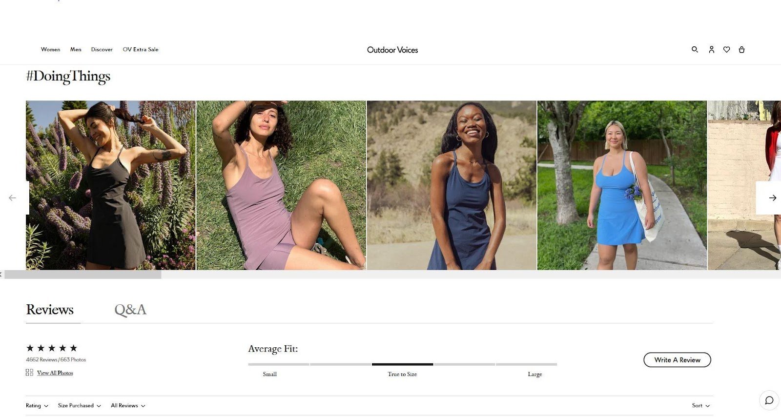 Outdoor Voices Product Reviews Screenshot Exercise Dress Product Page Guide Salsify Salsify Product Pages Product Detail Page Examples