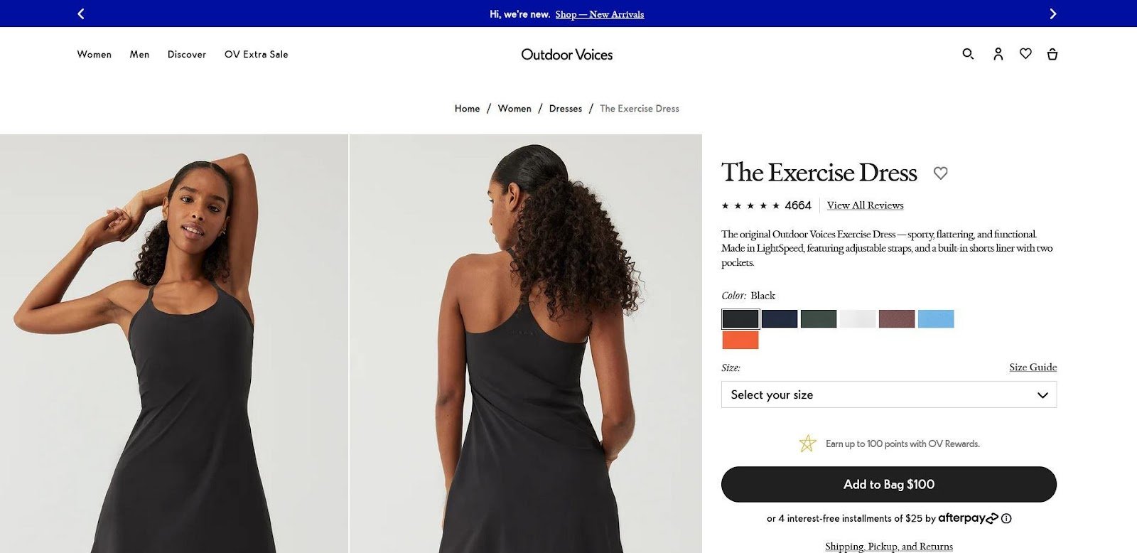 Outdoor Voices Product Page Screenshot Exercise Dress Product Page Guide Salsify Product Pages Product Detail Page Examples