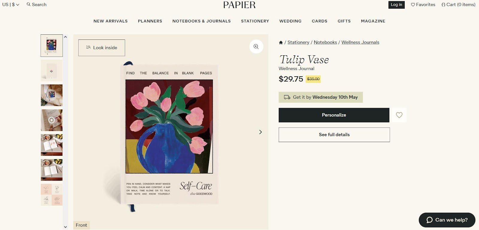 Papier Product Page Tulip Vases Journal Screenshot Product Page Guide Salsify Salsify Product Pages Product Detail Page Examples