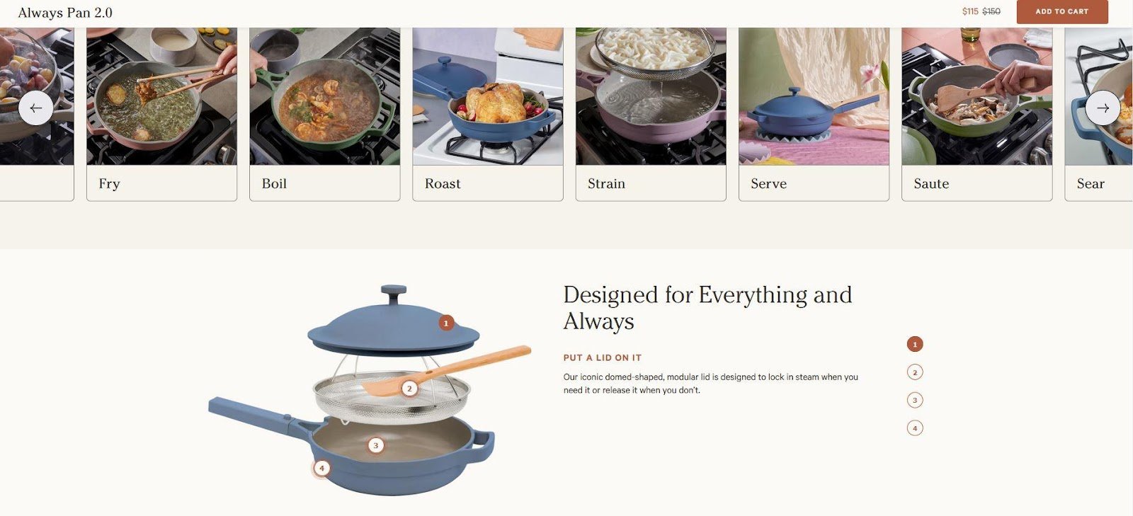 Our Place Product Graphic Showing Parts Product Page Guide Salsify Salsify Product Pages Product Detail Page Examples
