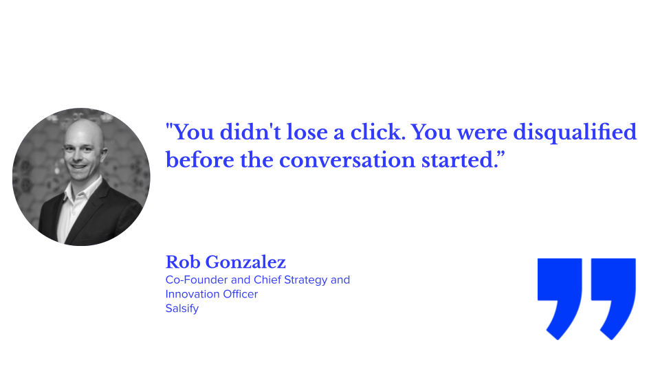 rob gonzalez you didnt lose the click you were disqualified before the conversation started; generative ai in ecommerce, gen ai for ecommerce, genai in ecommerce