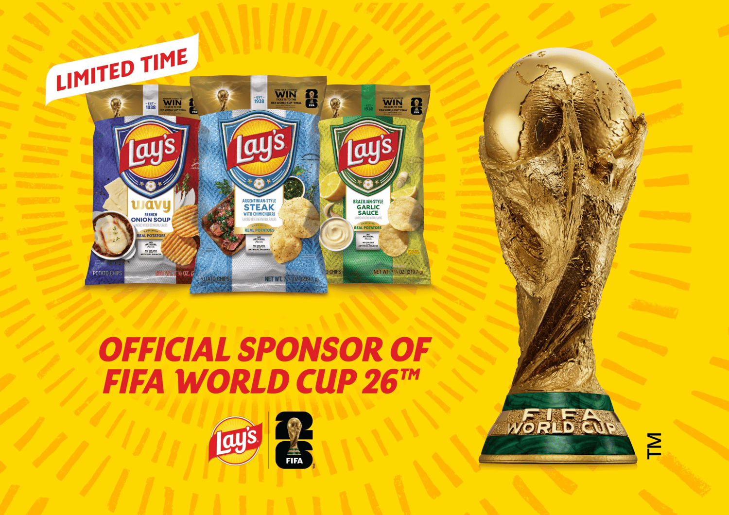 Lay’s limited-time promotion of their lineup of flavors as an official sponsor of the FIFA World Cup 26; shows exclusive product launches, product content syndication, omnichannel marketing, retailer compliance