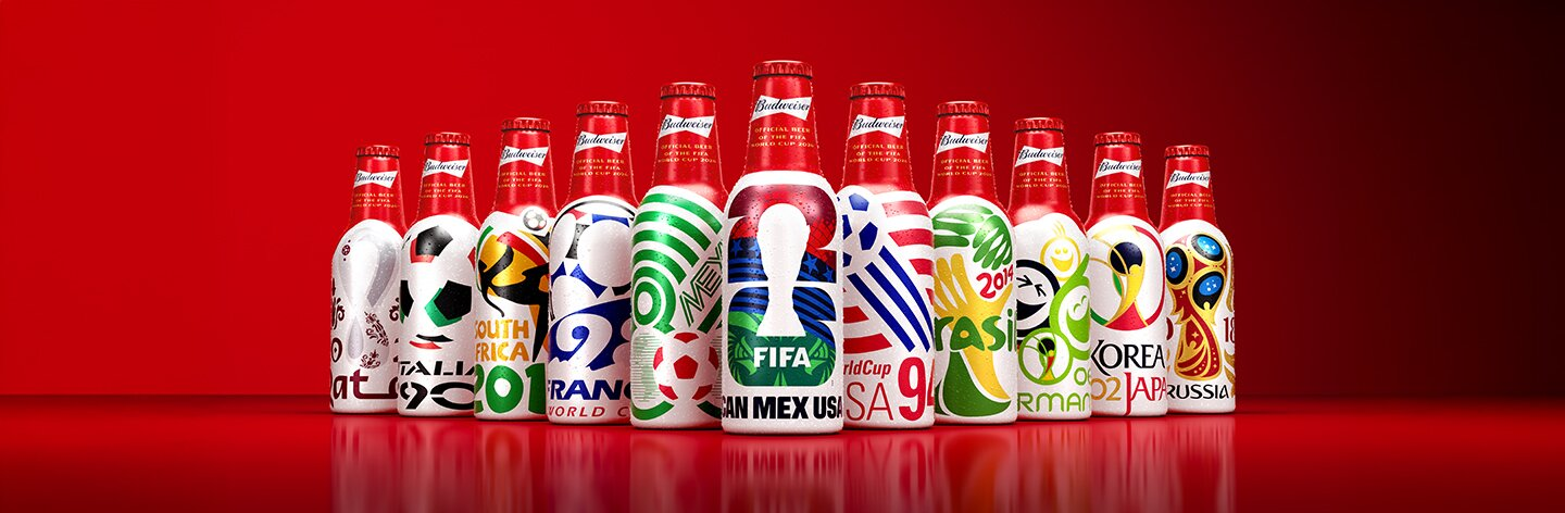 Budweiser’s exclusive product launches of 11 different beer labels for World Cup 26, also showing product content syndication, omnichannel marketing, retailer compliance