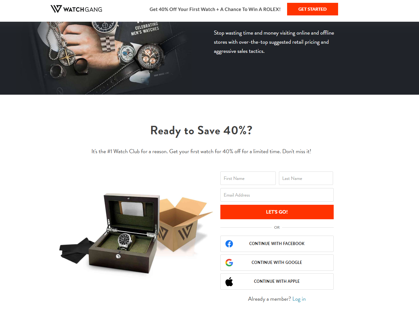 Screenshot of Watch Gang’s Limited Time Offer