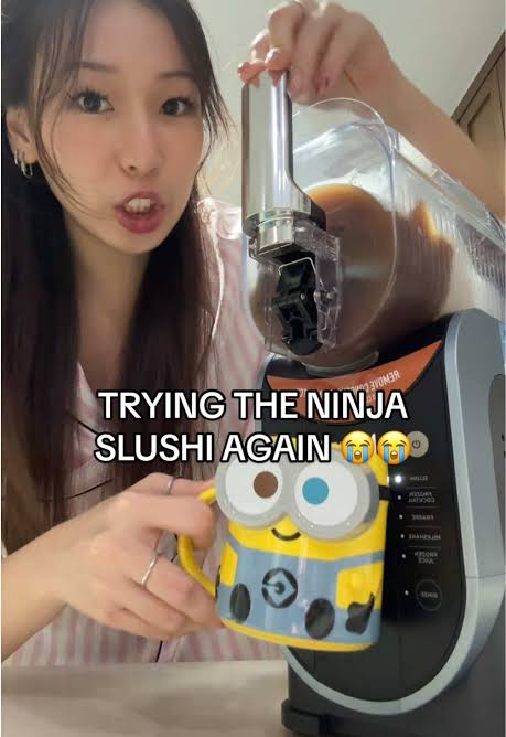 TikToker naploes trying the ninja slushi again with a minion cup, illustrating impacts of viral products and TikTok trends, the digital shelf, Product Experience Management (PXM), Product Content Syndication, Social Commerce